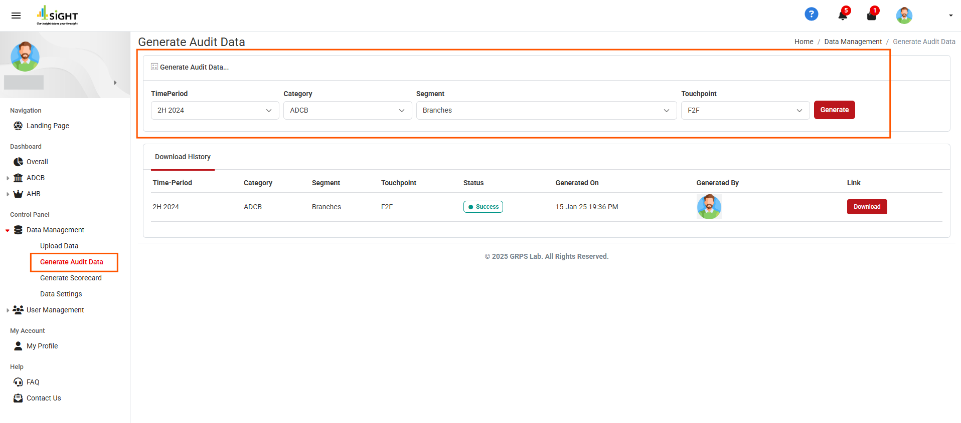 How do I generate downloadable audit-level data from the portal?