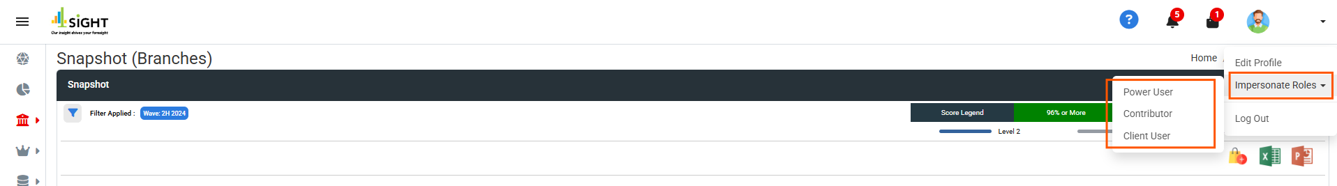 How do I impersonate my role in the dashboard?